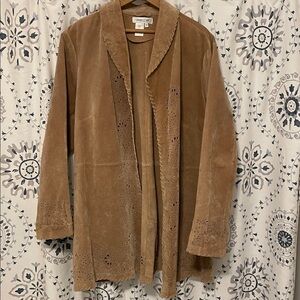 Coldwater Creek Laser Cut Suede Leather Jacket - Size 2x